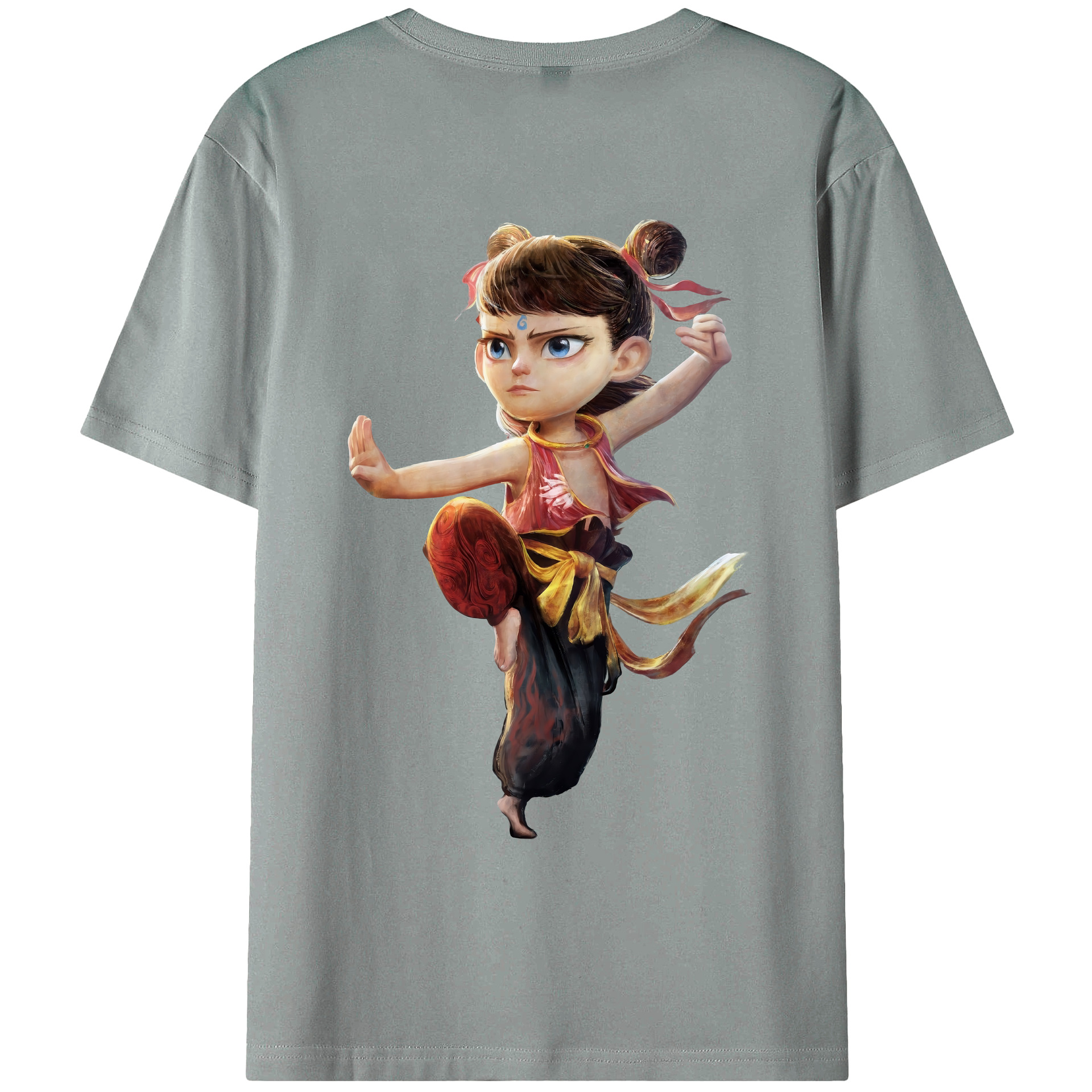 （画像用） Ne Zha 2 ナタ 魔童の大暴れ 綿100％ メンズ半袖Tシャツ（バックプリント） 通気性